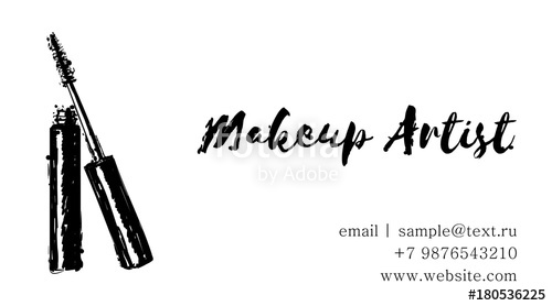 500x278 Makeup Artist Business Card Vector Template With Makeup Items - Makeup Artist Drawing