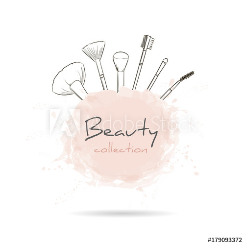 500x500 Beauty Collection With A Set Of Makeup Artist Brushes Beauty Make - Makeup Artist Drawing