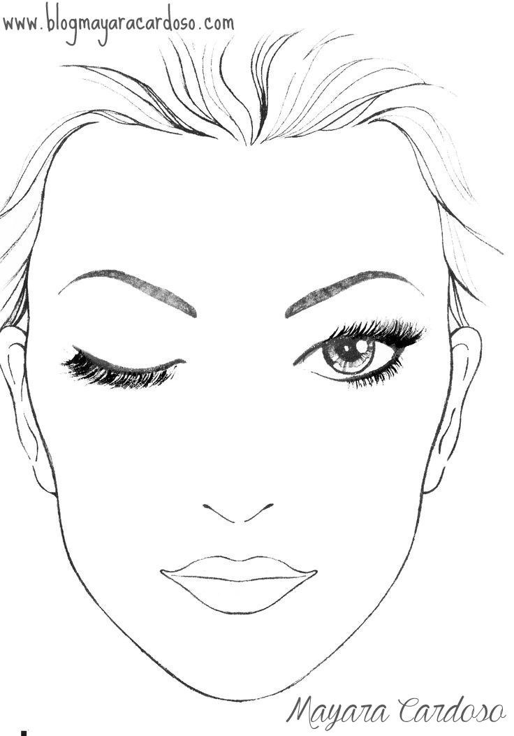736x1053 blank makeup face chart template beauty face template makeup - Makeup Drawing Template
