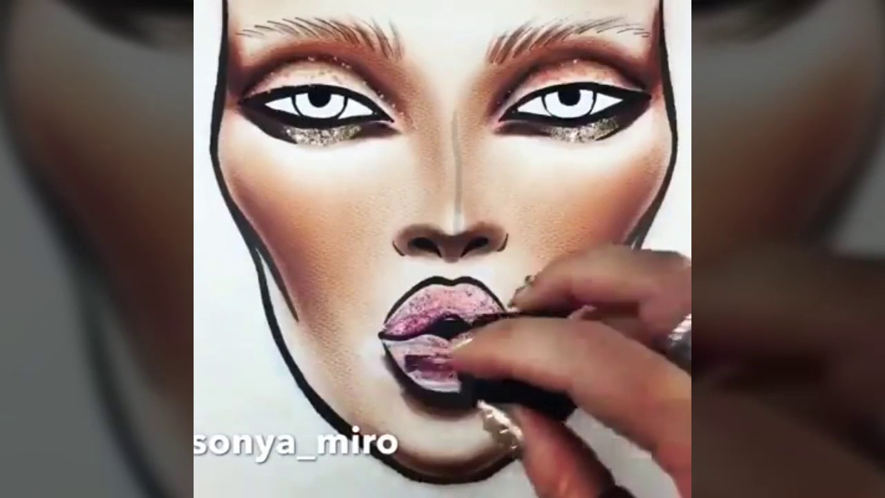 1280x720 Makeup Draw How To Draw A Face With Makeup - Makeup Face Drawing