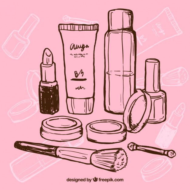 626x626 Hand Drawn Makeup Vector Free Download - Makeup Products Drawing