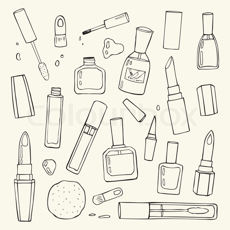 800x800 makeup products set cosmetics hand stock vector colourbox - Makeup Products Drawing