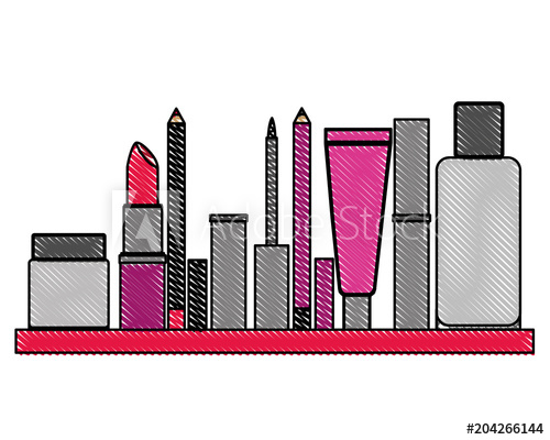 500x400 cosmetic makeup products beauty fashion set vector illustration - Makeup Products Drawing