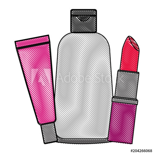 500x500 cosmetic makeup products care skin vector illustration drawing - Makeup Products Drawing