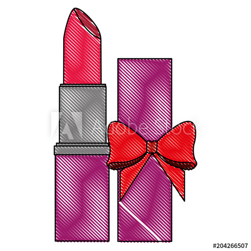 500x500 lipstick bow wrapped cosmetic makeup products vector illustration - Makeup Products Drawing