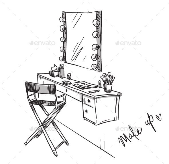 590x574 vanity table object vector en makeup illustration, makeup - Makeup Vanity Drawing