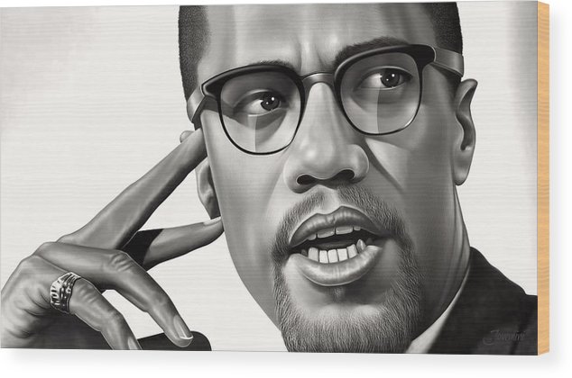 634x420 Malcolm X Drawing Wood Print - Malcolm X Drawing