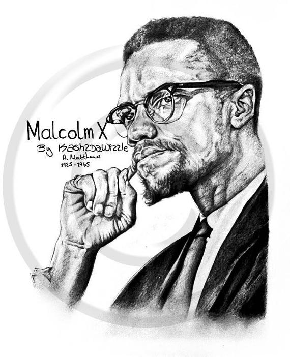 570x702 Malcolm X Drawing Art Malcolmx Blackart Portrait Etsy - Malcolm X Drawing