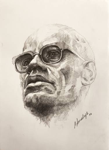 375x516 Portrait Of Malcolm X Drawing - Malcolm X Drawing