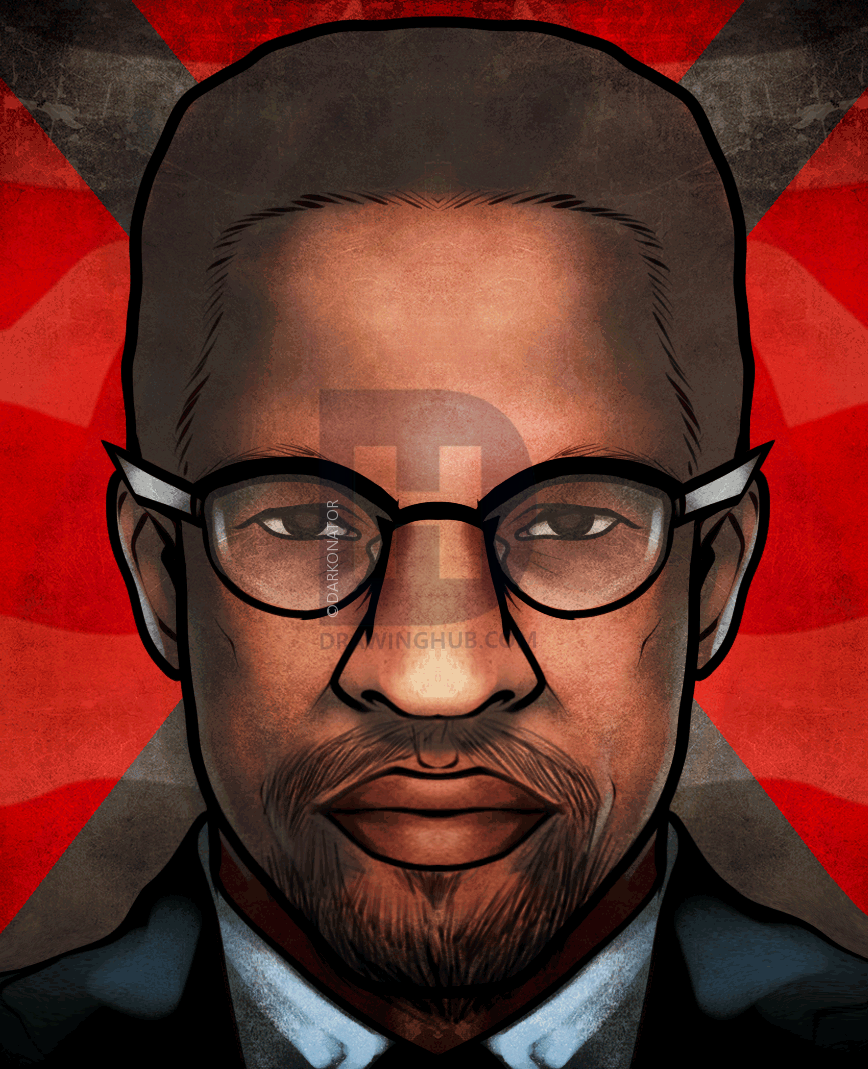 868x1069 How To Draw Malcolm X, Step - Malcolm X Drawing
