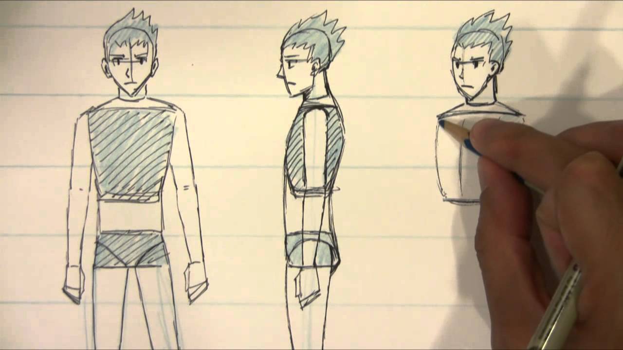 1280x720 how to draw different views for male body proportions, manga style - Male Body Proportions Drawing