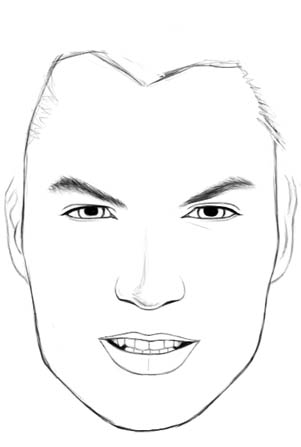 301x447 How To Draw Realistic Faces - Male Drawing Outline