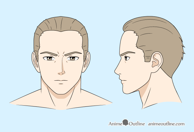 675x460 Step Anime Man's Face Drawing Tutorial - Male Face Drawing