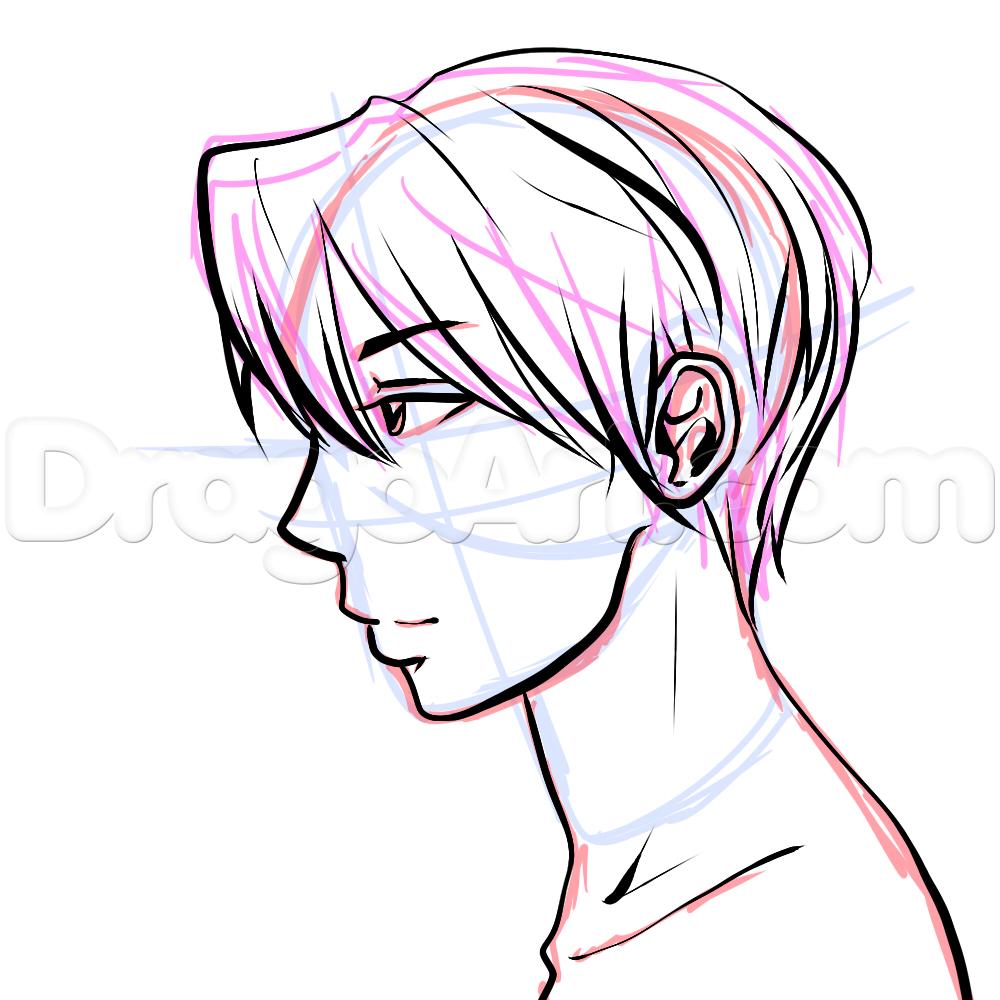 1000x1000 Step Side View Male Anime Face Drawing Tutorial - Male Face Profile Drawing