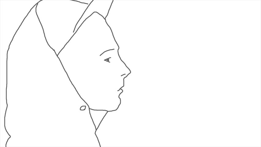 852x480 Animation Of Continuous Line Drawing Stock Footage Video - Male Face Profile Drawing