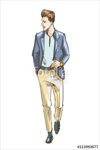 334x500 fashion man vector illustration fashion man with modern haircut - Male Fashion Drawing