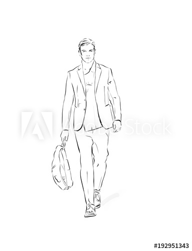 383x500 hipster man or guy walking runway fashion illustration male model - Male Fashion Drawing