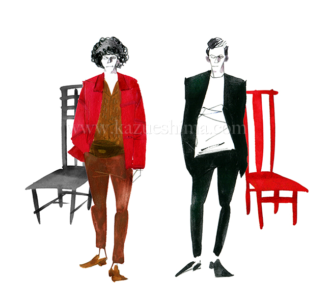 650x604 Men's Fashion Illustration Chair Kazue Shima Fashion - Male Fashion Drawing