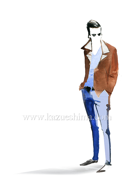 480x653 men's fashion illustration leather tops kazue shima fashion - Male Fashion Drawing