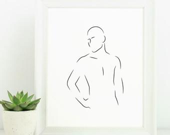 340x270 Modest Male Etsy - Male Figure Outline Drawing
