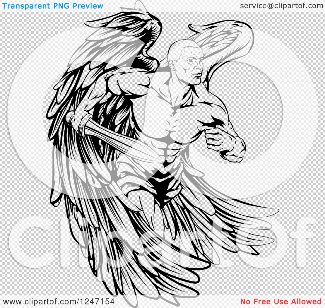 1080x1024 Male Guardian Angel Clipart Great Free Clipart, Silhouette - Male Guardian Angel Drawing