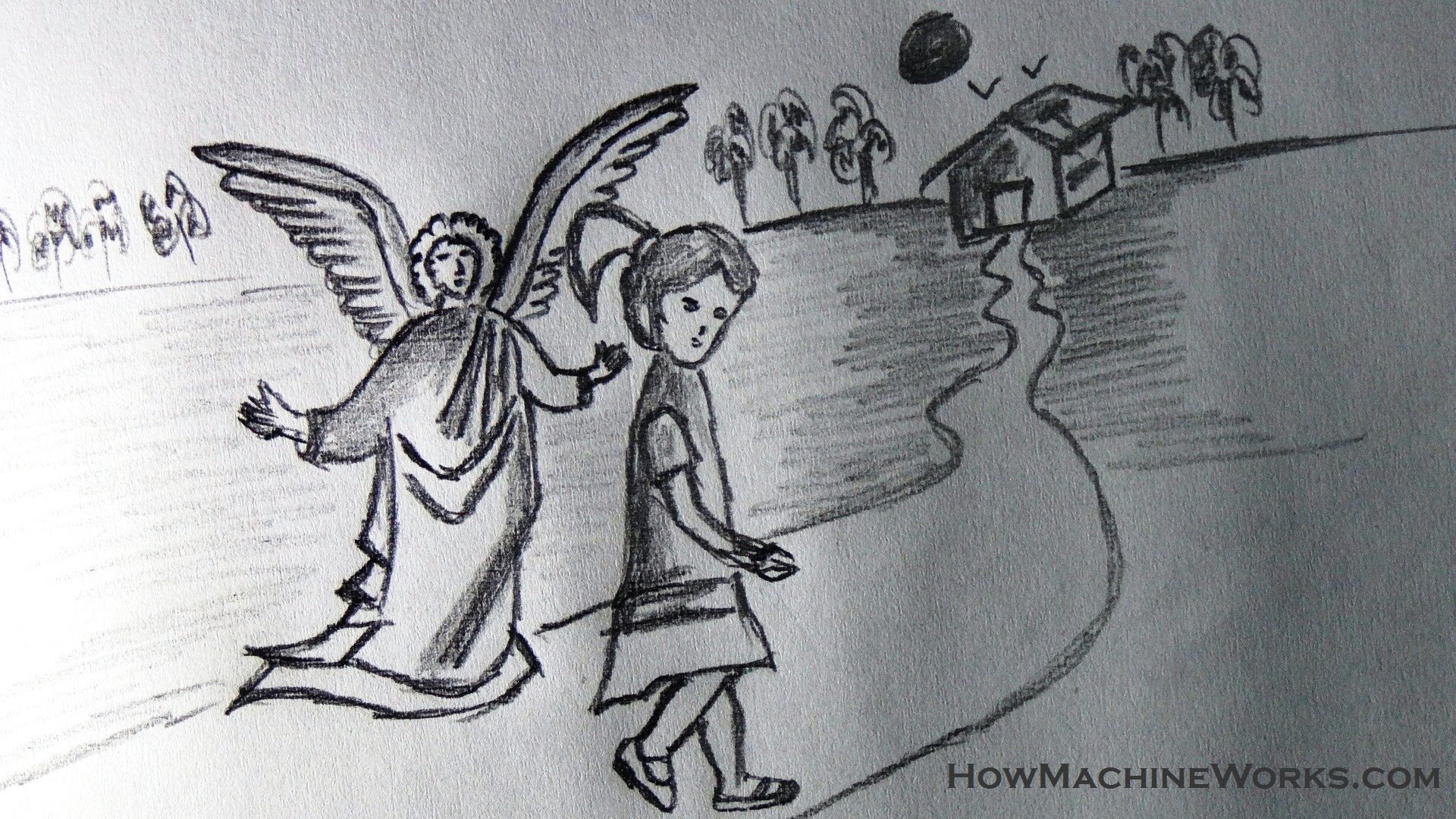1920x1080 Baby Drawing Guardian Angel For Free Download - Male Guardian Angel Drawing