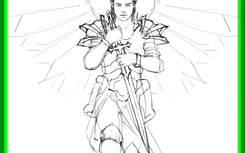 800x500 Guardian Angel Prayer Coloring Sheet - Male Guardian Angel Drawing