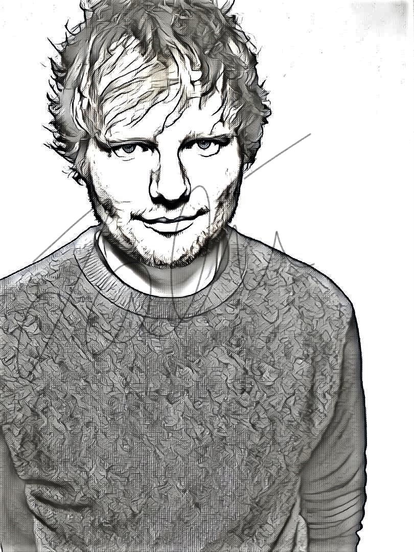 810x1080 Ed Sheeran Pencil Sketch Hand Drawn Print - Male Hand Drawing