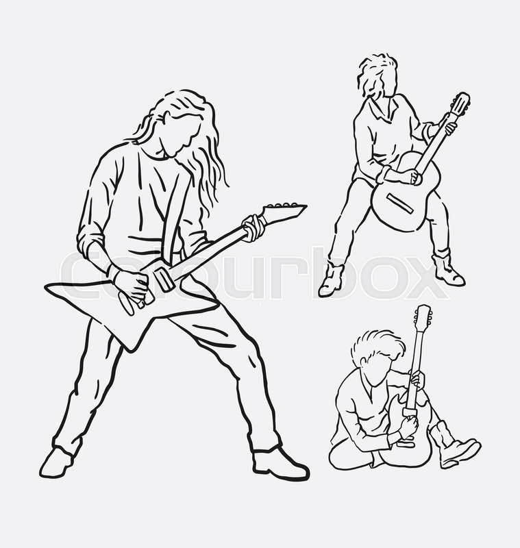 759x800 guitarist musician male action hand stock vector colourbox - Male Hand Drawing