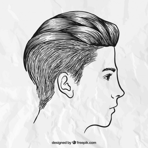 626x626 Hand Drawn Male Hairstyle Vector Free Download - Male Hand Drawing