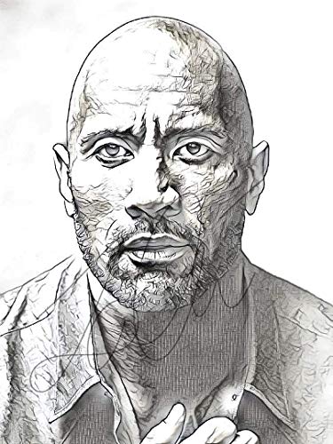 375x500 Dwayne Johnson Sketch Drawing Print Poster Hand Drawn - Male Hand Drawing