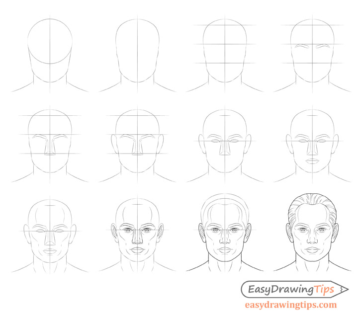 728x640 How To Draw A Male Face Step - Male Head Drawing