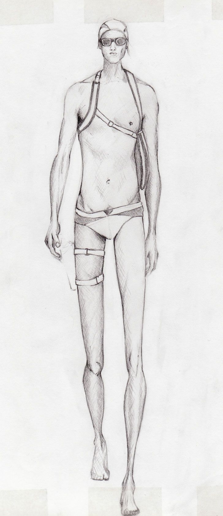728x1682 Pencil Drawing Of Male Model From My Fashion Illustration Course - Male Model Drawing