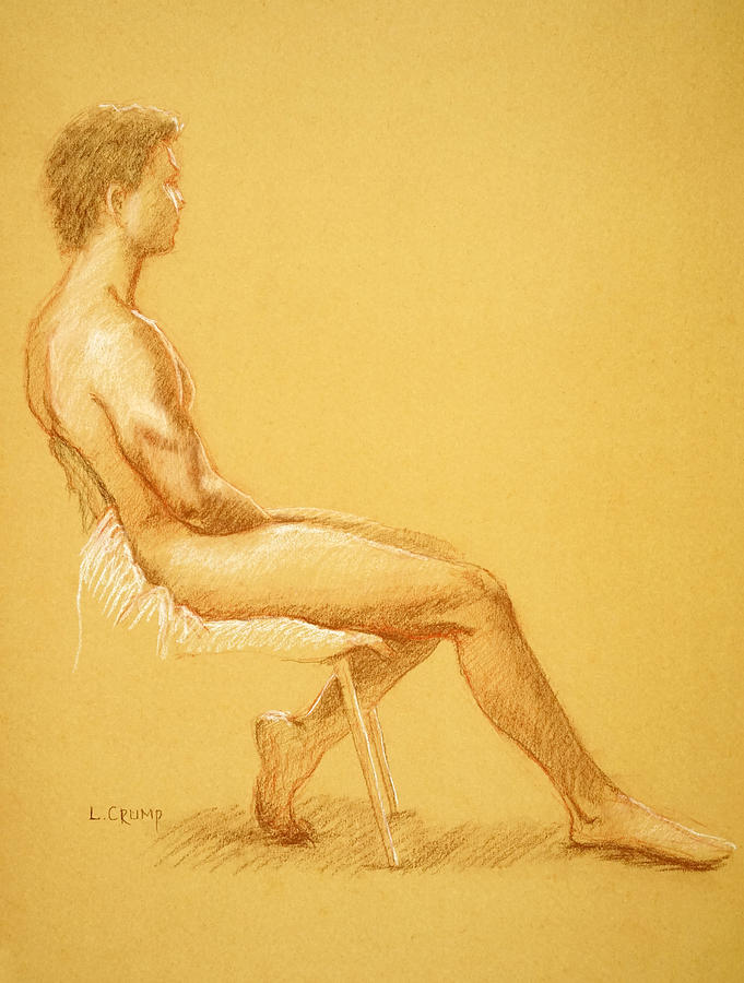 681x900 Sitting Male Model Drawing - Male Model Drawing