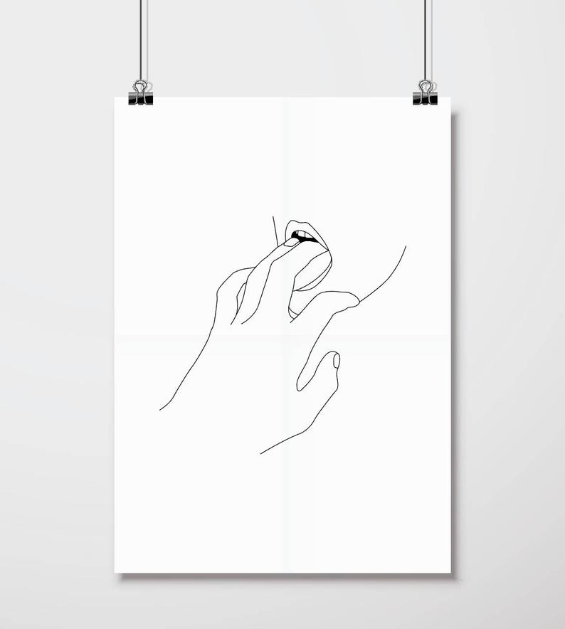 794x884 male finger in mouth poster erotic wall art mature etsy - Male Mouth Drawing