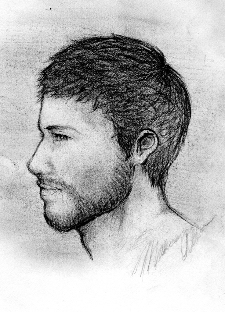 Male Face Side Profile Drawing