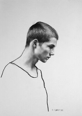 283x400 Original Charcoal Drawing Sketch Study Male Profile - Male Profile Drawing