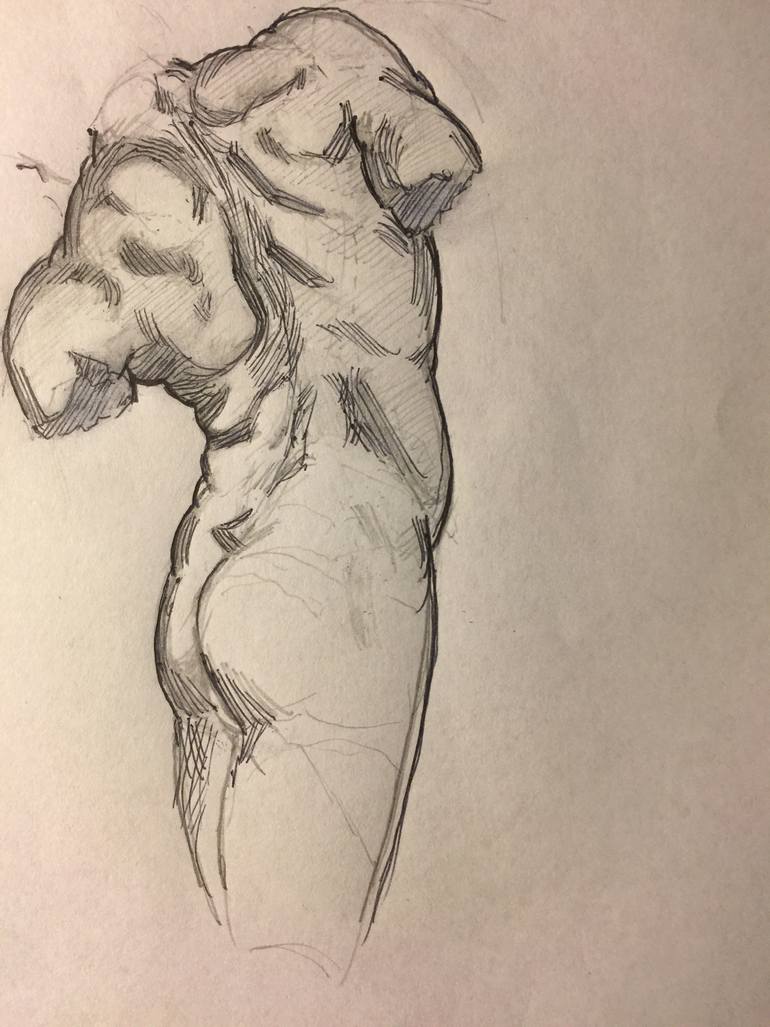 770x1027 male torso twisting drawing - Male Torso Drawing