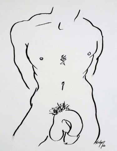 375x484 Standing Male Torso Drawing - Male Torso Drawing
