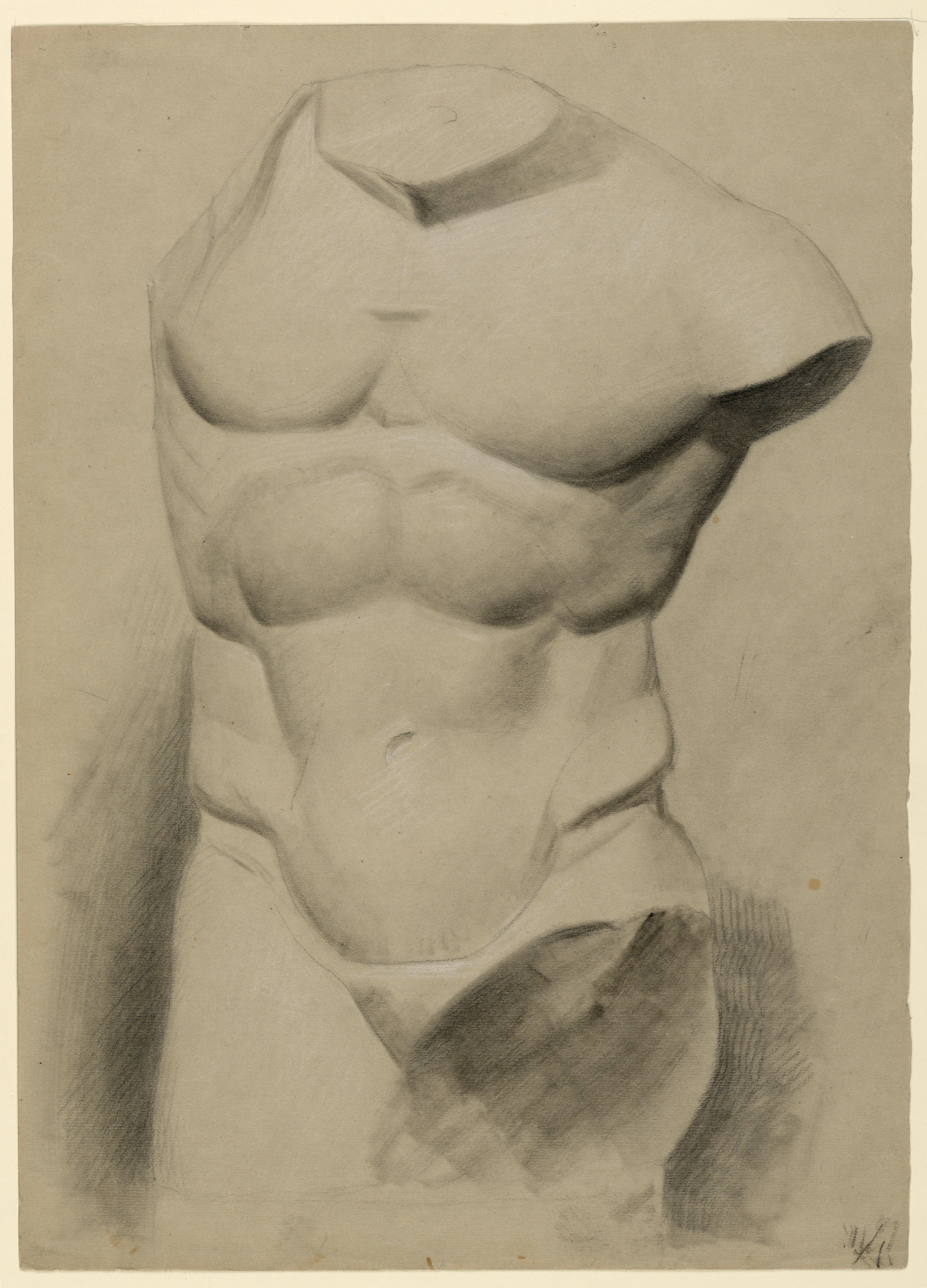 2948x4096 filedrawing, male torso from a plaster - Male Torso Drawing