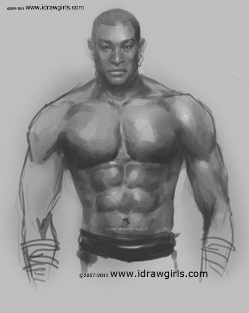 500x627 Drawing Man Upper Body Chest - Male Upper Body Drawing