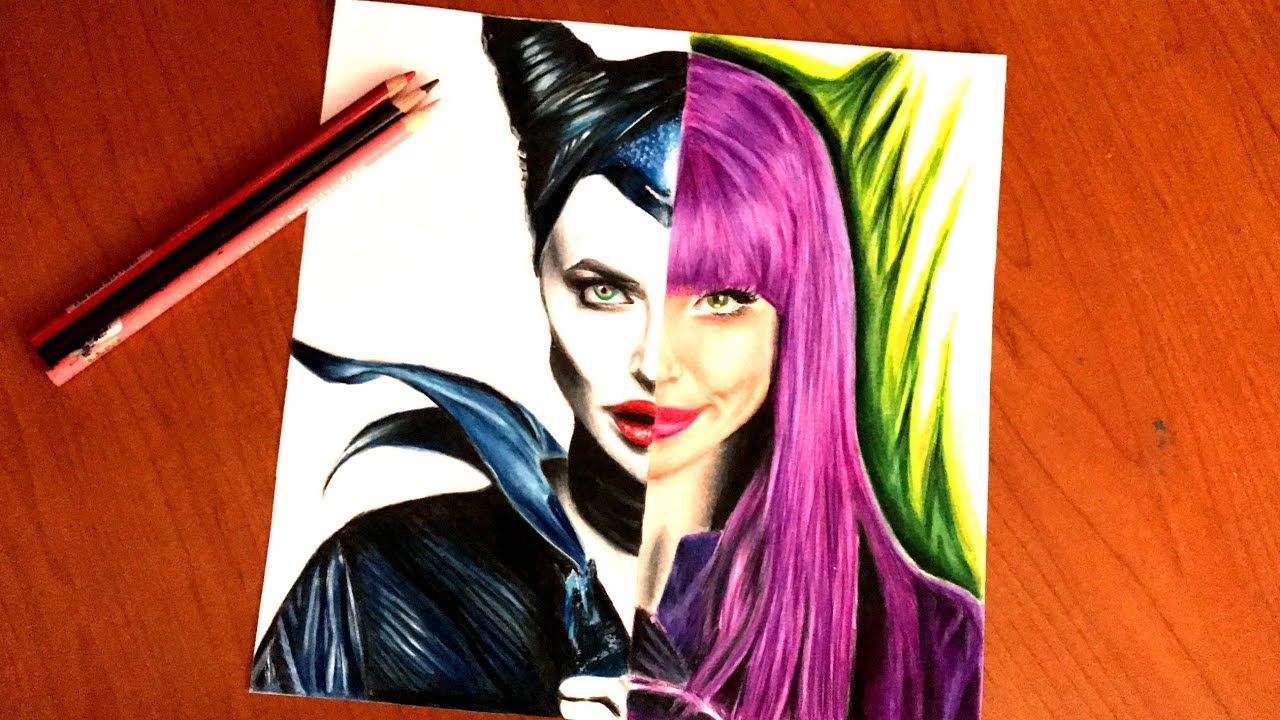 1280x720 drawing maleficent vs mal with prismacolors - Maleficent Drawing