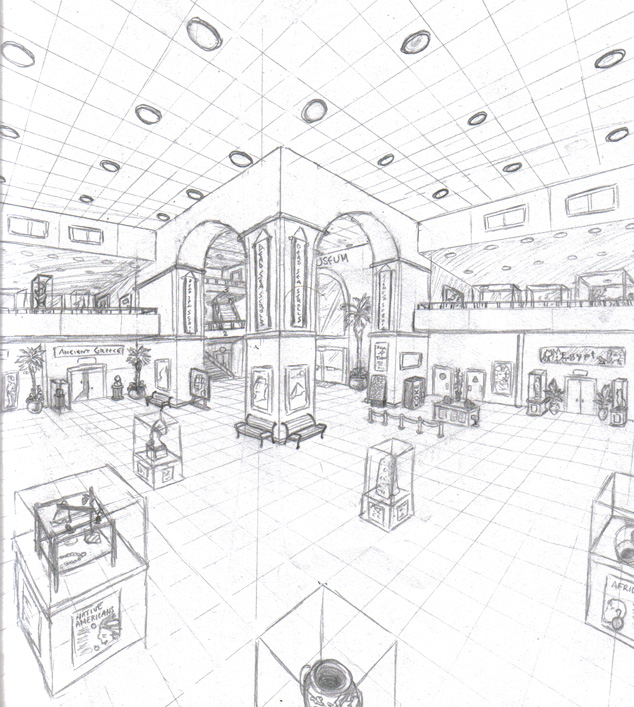 634x707 Perspective Drawing Mall For Free Download - Mall Drawing