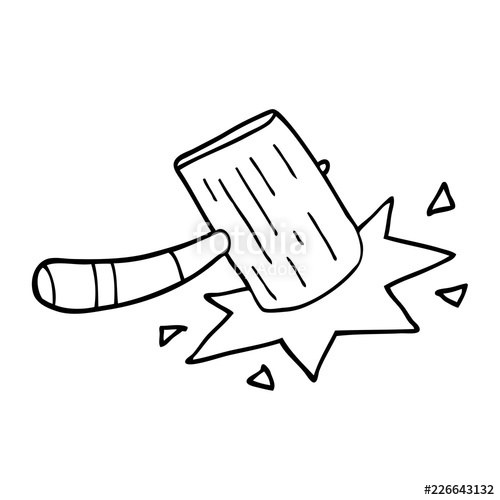 500x500 line drawing cartoon wooden mallet stock image and royalty free - Mallet Drawing