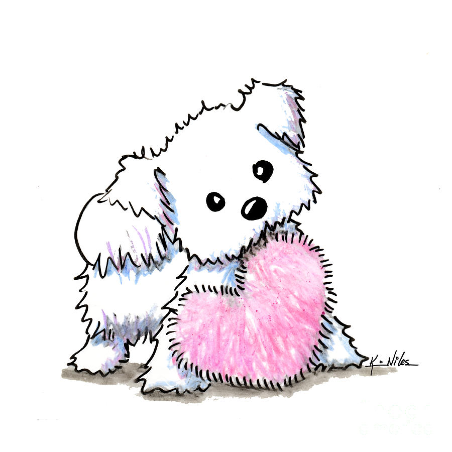 900x900 maltese heart n soul puppy drawing - Maltese Dog Drawing