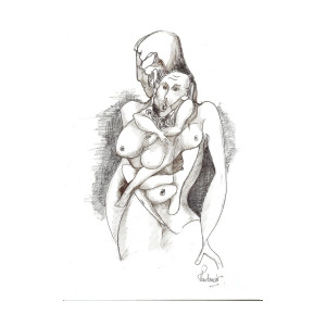 300x300 Man In Woman Drawing - Man And Woman Drawing