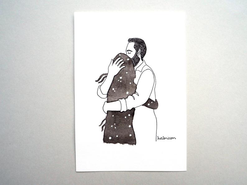 794x596 romantic art romantic drawing romantic illustration man and etsy - Man And Woman Drawing
