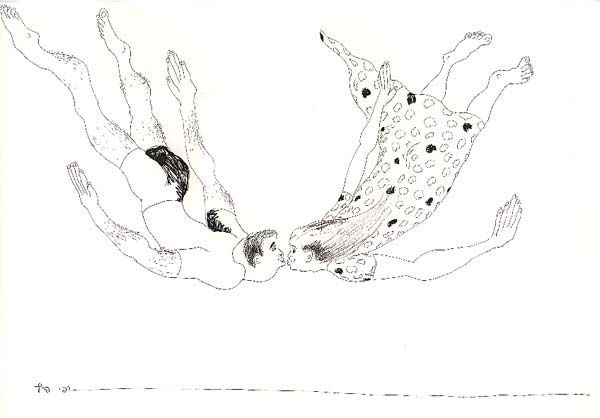 600x418 Man Woman Drawing Couple Flying Kissing Male Female Drawings Men - Man And Woman Drawing