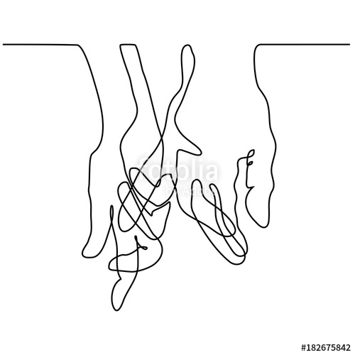 500x500 Continuous Line Drawing Holding Man And Woman Hands Together - Man And Woman Drawing