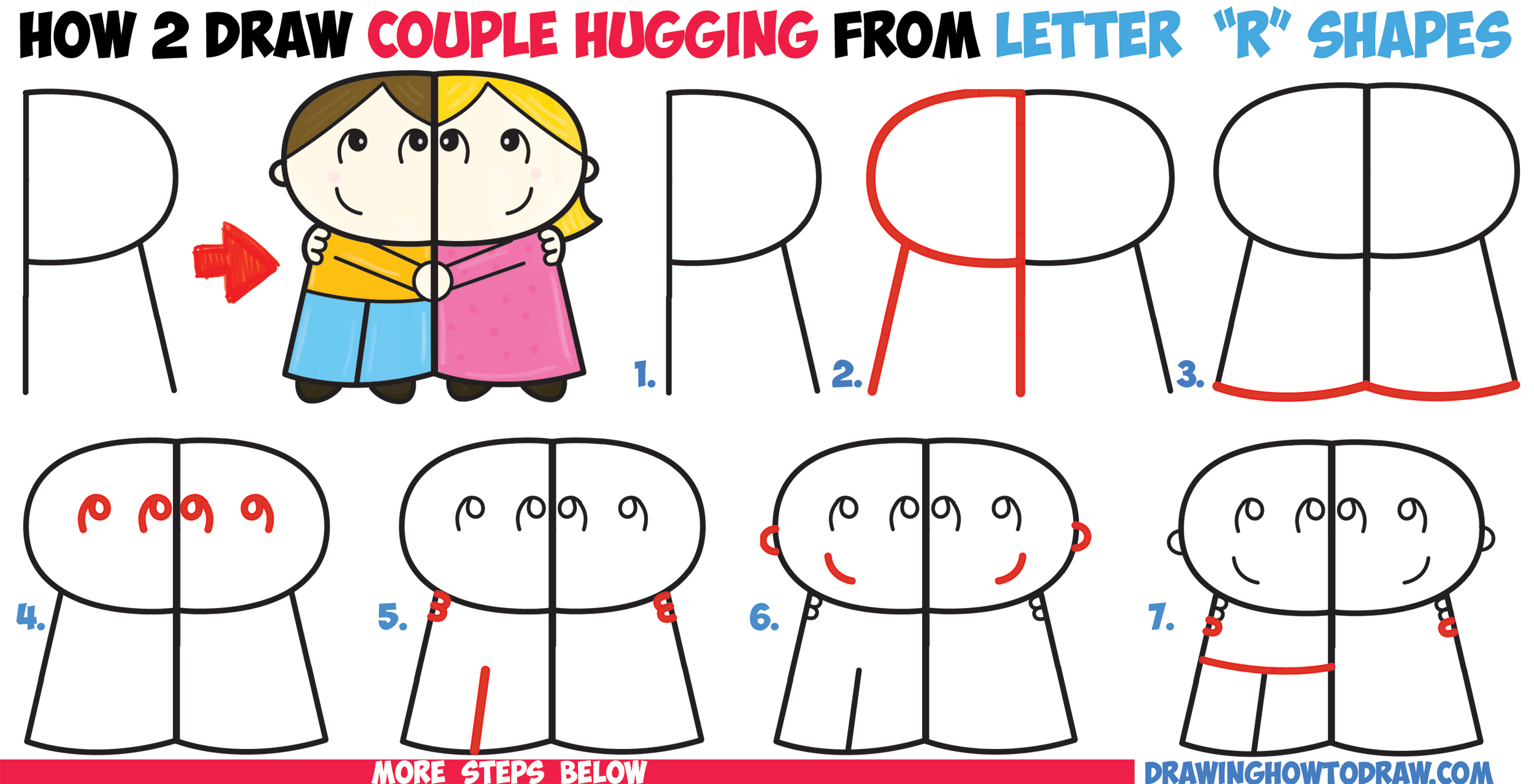 2500x1278 How To Draw Cartoon Couple - Man And Woman Hugging Drawing